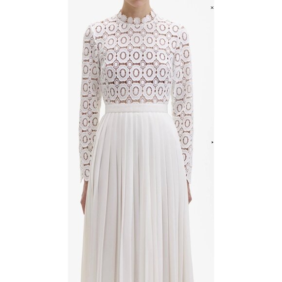 Self-Portrait Mock Neck White Long Dress Size 10 - Picture 4 of 10